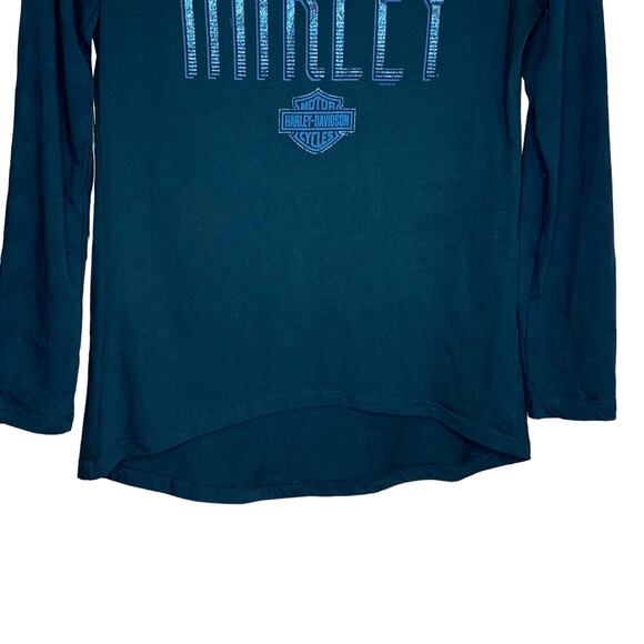 Harley-Davidson Women Medium Tee TShirt Glitter Black Chevron Sleeves El Paso TX - Picture 4 of 8